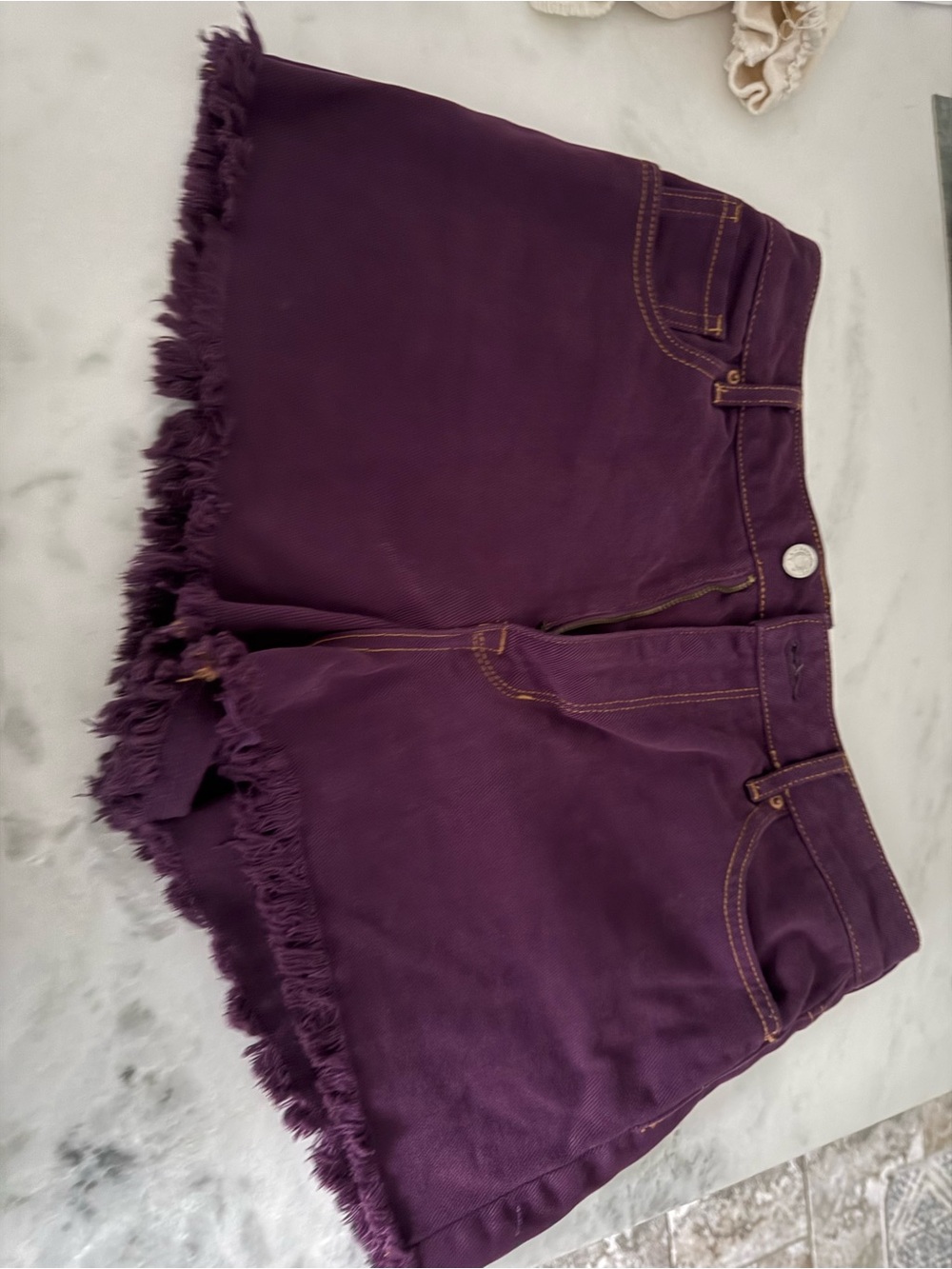 PacSun Plum Frayed Hem Jean Shorts